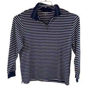 Club Room Navy/White Striped Half-Zip Pullover Sweater XL 60% Cotton 40% Poly